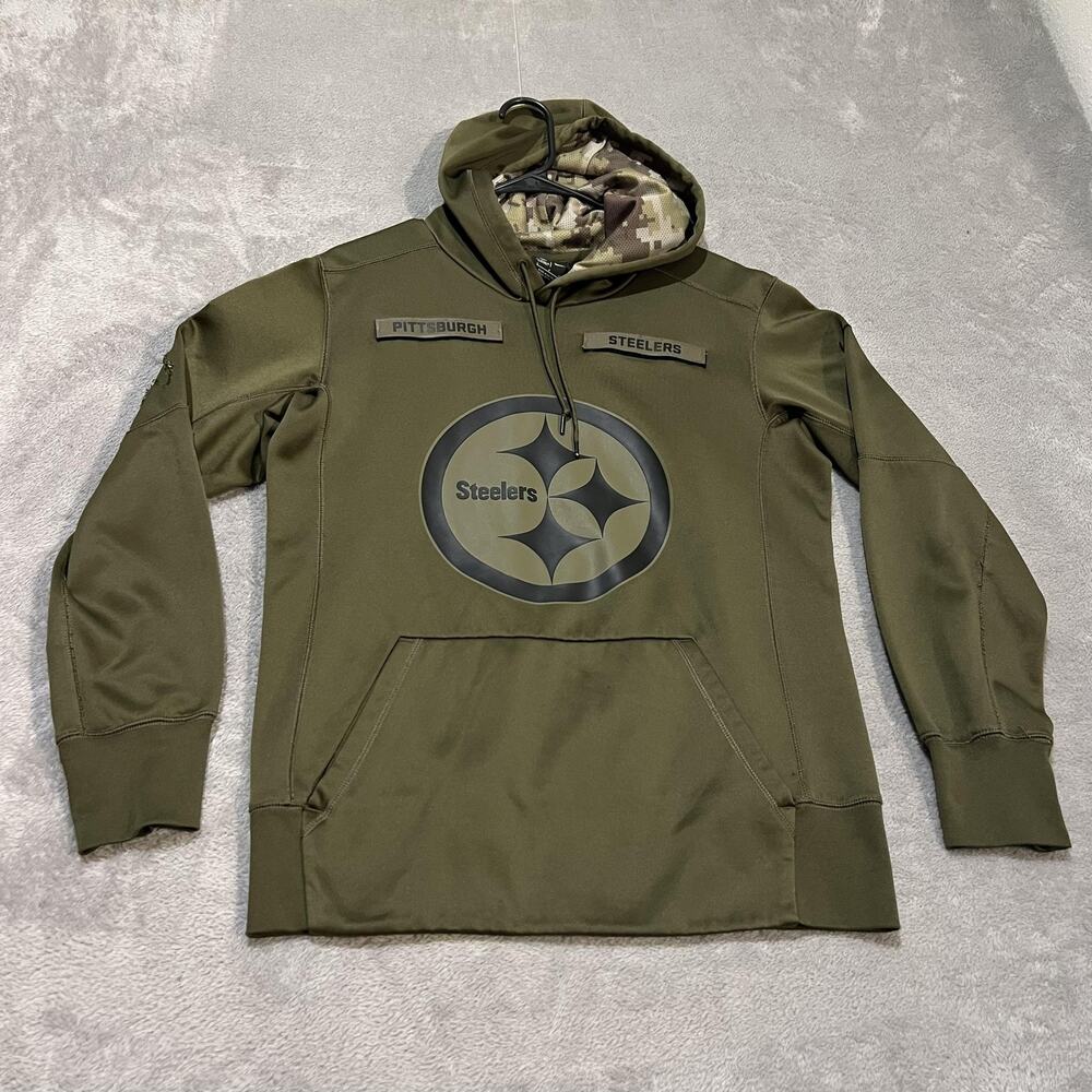 Pittsburgh Steelers Hoodie Mens Small Green Nike Salute To Service Sweatshirt